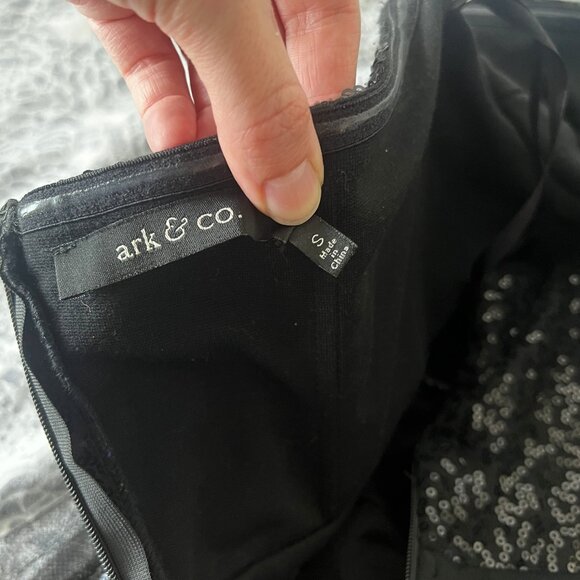 Ark and Co Black Strapless Sequin Holiday Dress Size Small - Picture 8 of 11